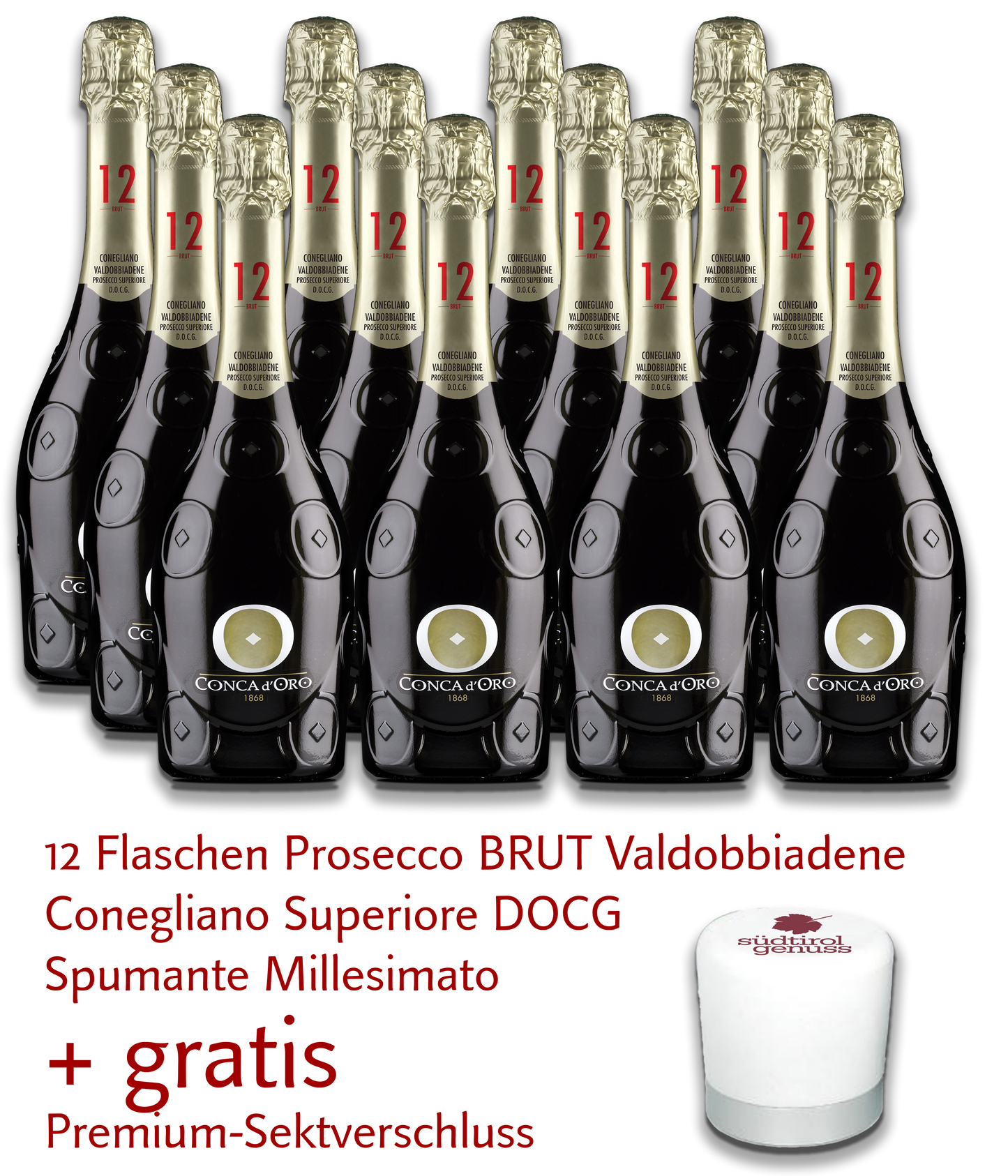 12er Set Prosecco "12" + Premium-Verschluss